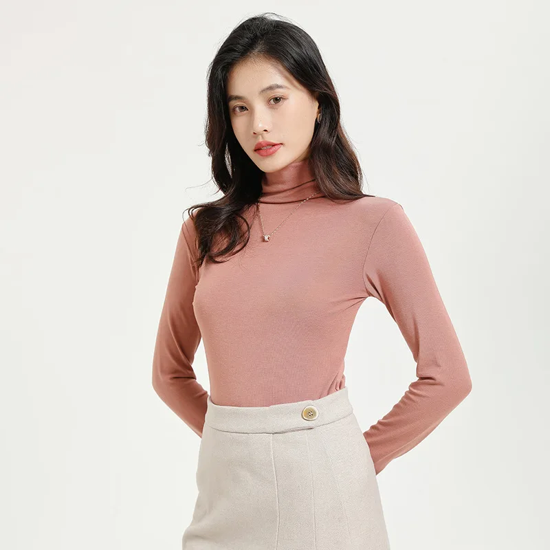 2022 New Woman Three Second Fast Heating Half Height Collar  Woman Thermal Underwear Tops Thickening Plush Beautify One's Figure