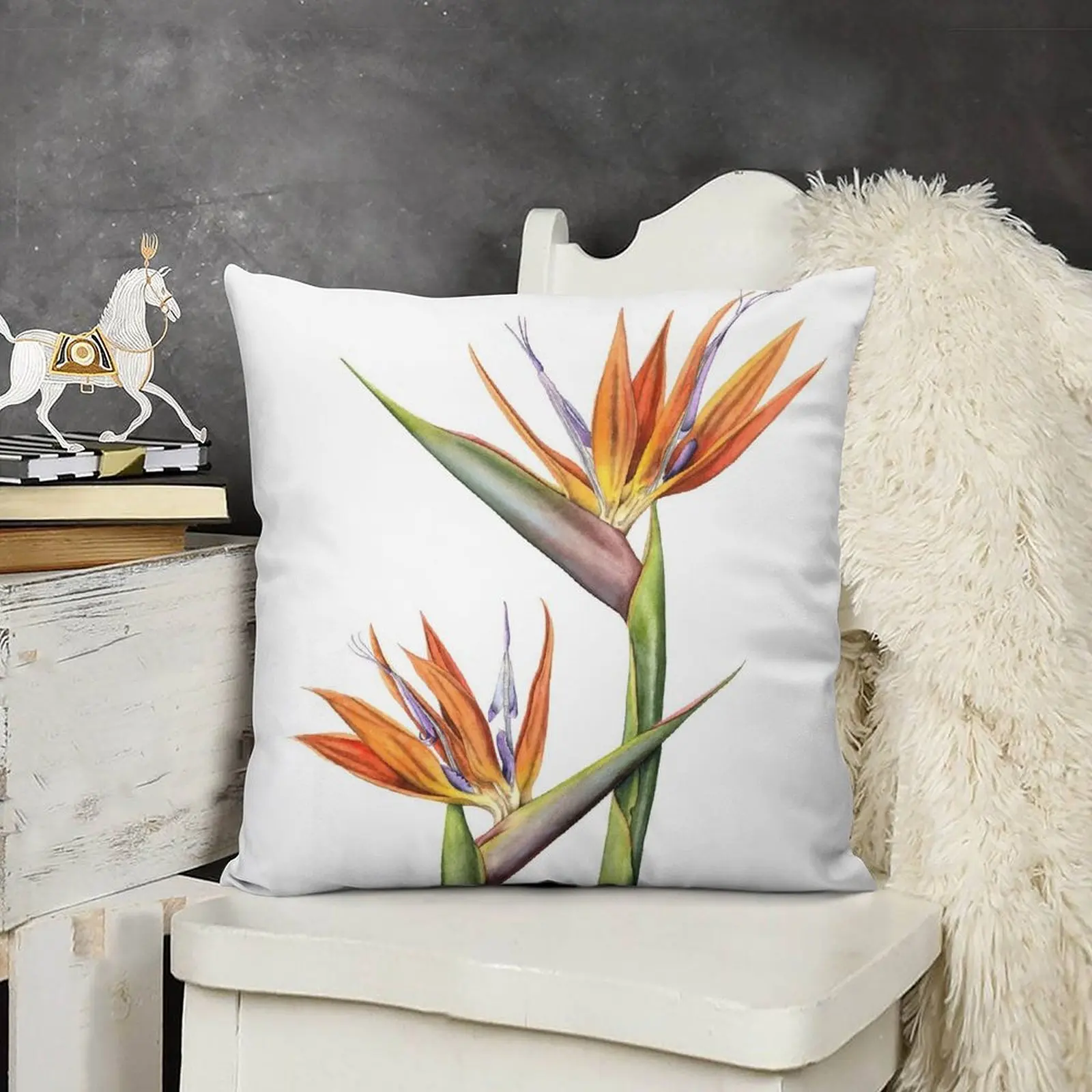 Птица рая цветок (Strelitzia reginae) диванная подушка Роскошные диванные подушки