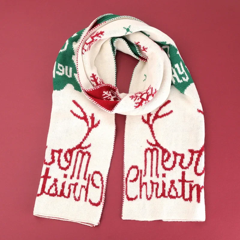 Красный шарф с рождественскими рогами новый осенне-зимний утолщенный теплый