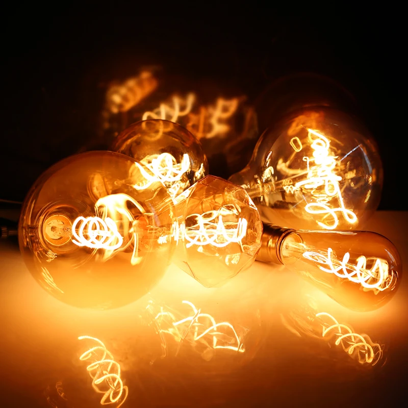 Retro LED Spiral Filament Light Bulb E14 E27 Vintage 220V 4W C35 A60 T45 ST64 G80 G95 G125 Led Lighting Edison Lamp |
