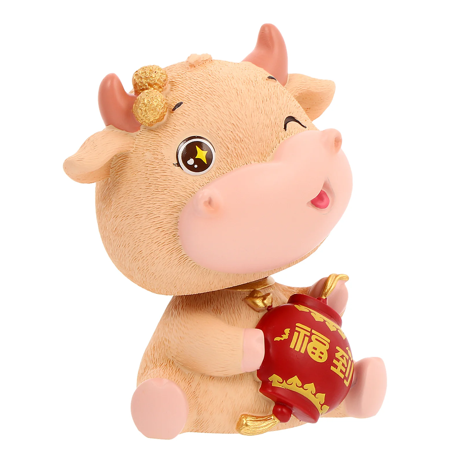 

Office Desk Toys Cow Figure Bonsai Ornament Figurine Success Lucky Decor Car Dashboard