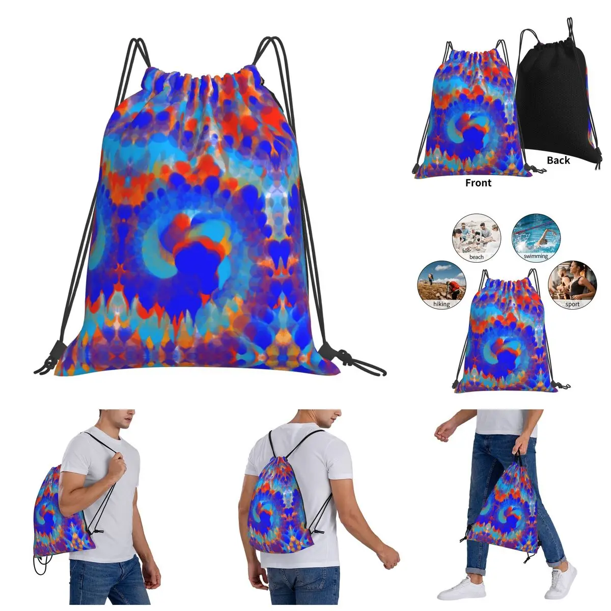 

Drawstring Bags Gym Bag Gator Tie Dye T Backpack Geek Graphic Vintage Rucksack
