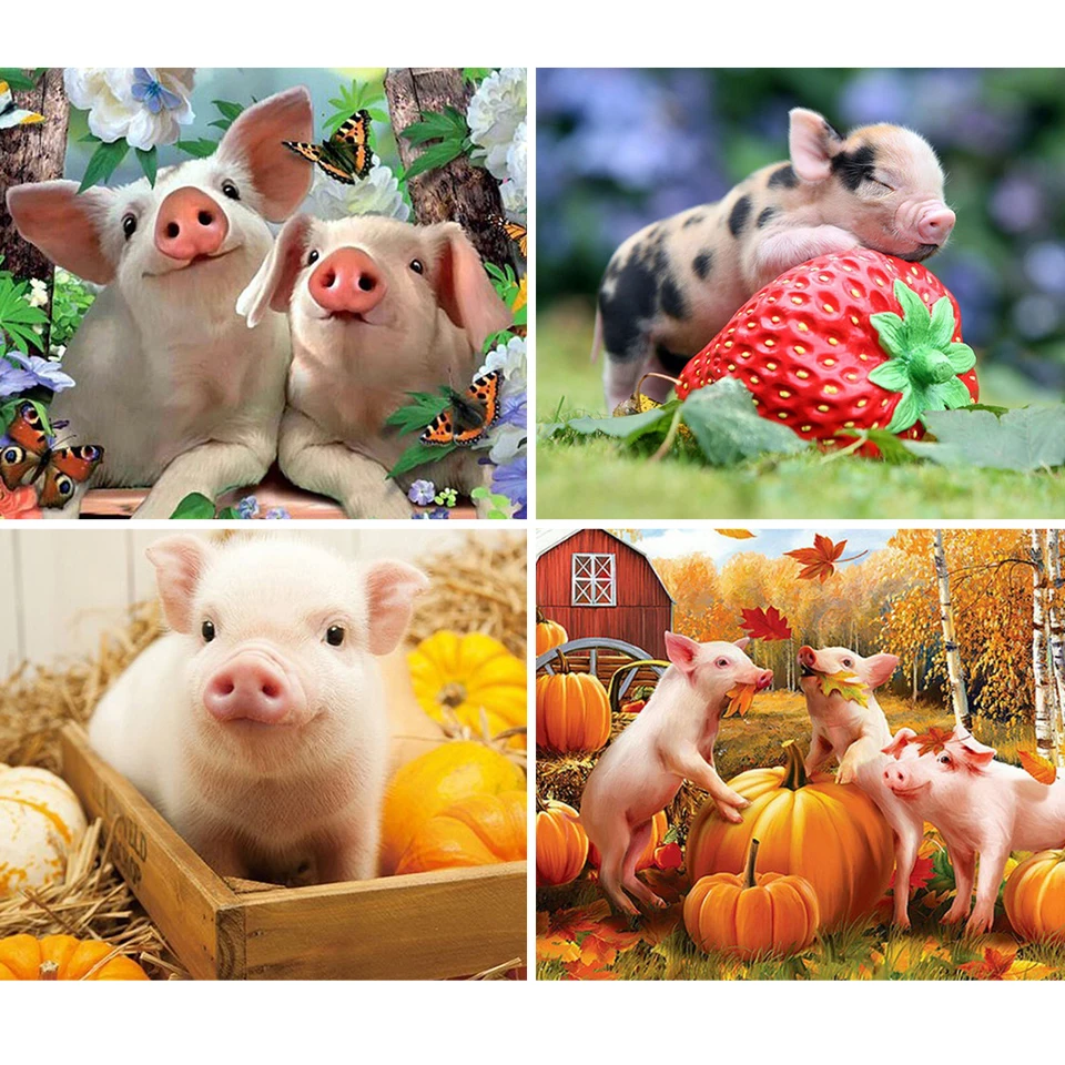 

Алмазная живопись 5D «сделай сам», Набор для вышивки крестиком в виде свиньи, Ручная инкрустация, искусство, стразы, украшение для дома, подарок