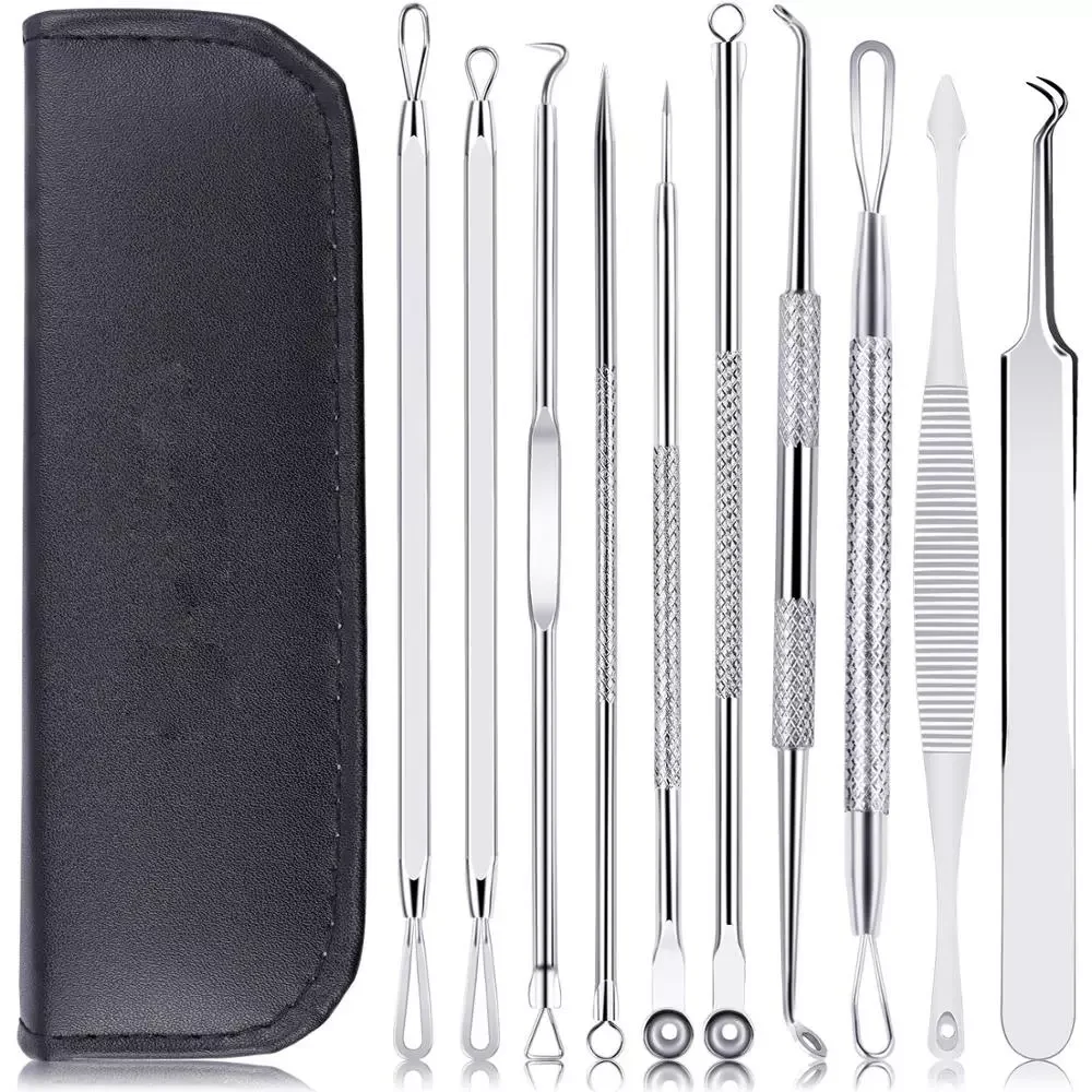 

NEW2023 Blackhead Remover Stainless Steel Extractor Pimple Acne Tool Kit Face Skin Care Tools Needles Facial Pore Cleaner