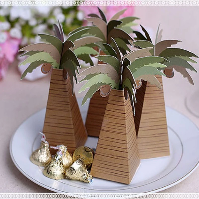 

500pcs Cute Type Gift Box Wedding Favor Box Palm Tree Candy Box with Multi-dimensional Detail