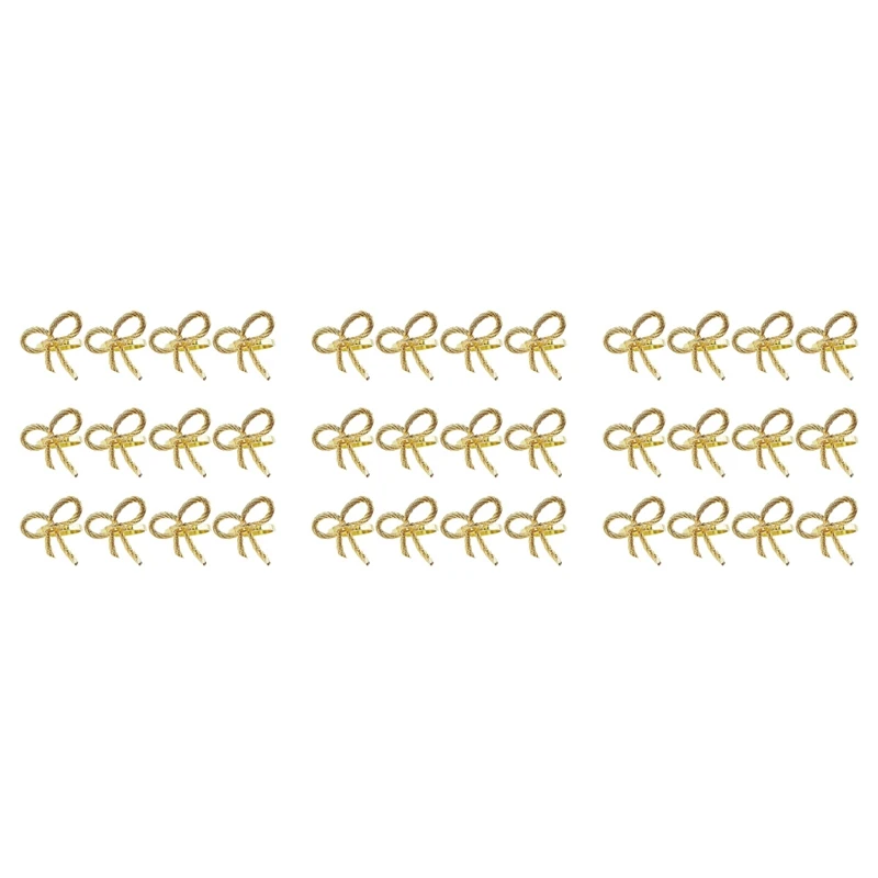 

36 Pcs Simple Golden Napkin Ring Butterfly Bow Tie Napkin Buckle Hotel Restaurant Mouth Cloth Ring Metal Napkin Ring