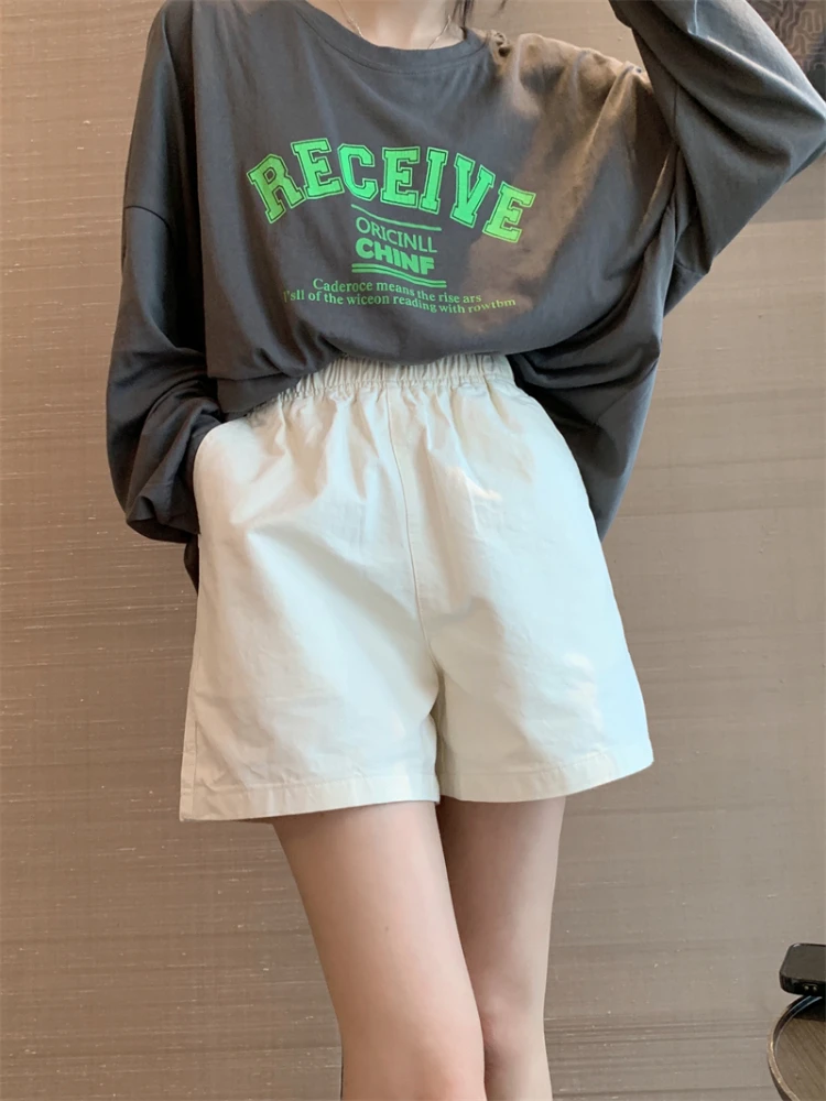 

Shorts Colors Summer Arrival Tender Женский Шорты High New 4 All-match Women Wide Waist Pure Street Korean Vintage Fashion Leg