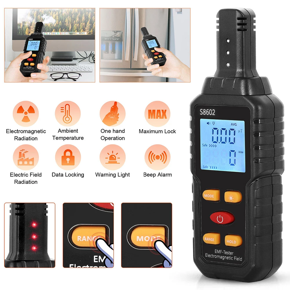 

Nuclear Radiation Detector Dosimeter Magnetic Field Geiger Counter LCD Display EMF Meter Β Γ X-Ray Electromagnetic Tester