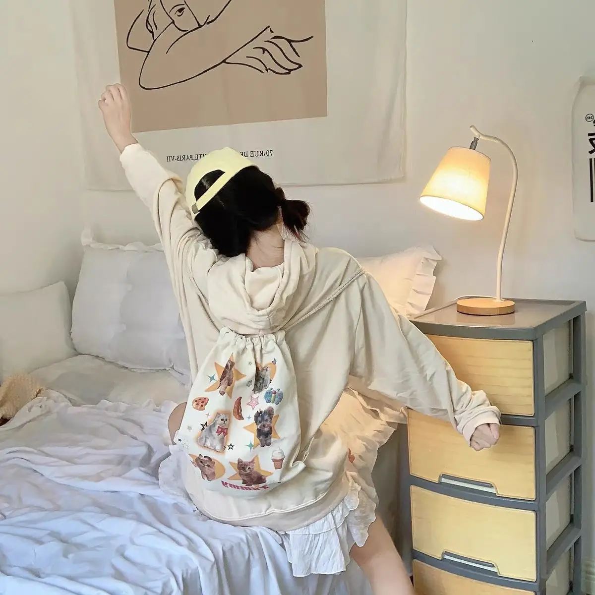 Школьный рюкзак Y2k со звездами и принтом животных Детские милые дорожные сумки на