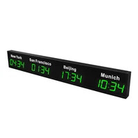 Customizable LED Digital Multi Time Zone City Stickers Wall Clock World Time Zone Clock For Office Home Decor