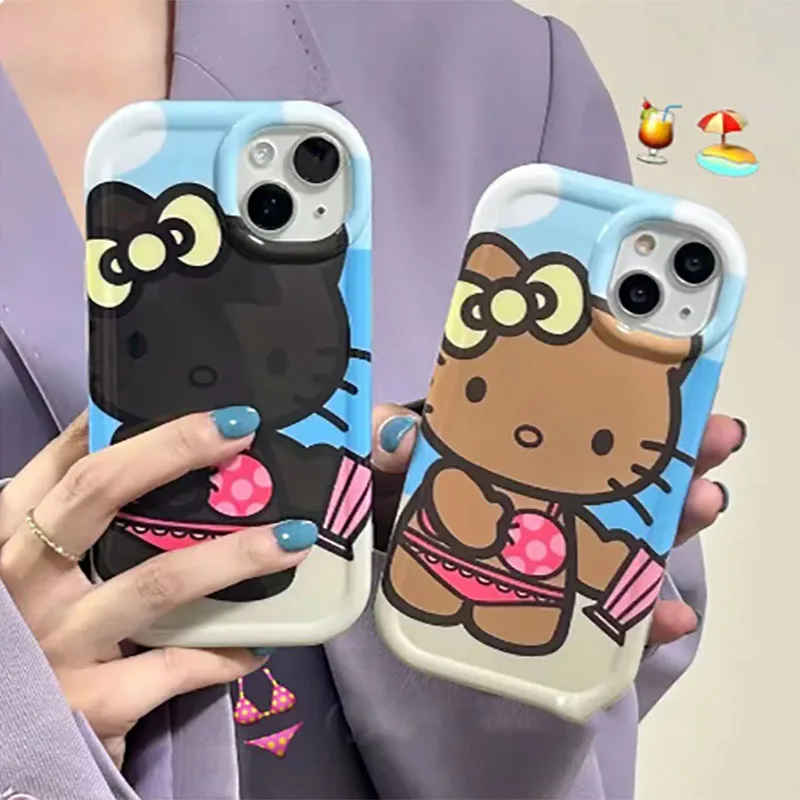 

Kawaii Sanrio Hello Kittys женский мультяшный милый 14Plus Xsmax 13Pro полная фотография Iphone12 11 Xr Xs 7 8P Детский мягкий чехол