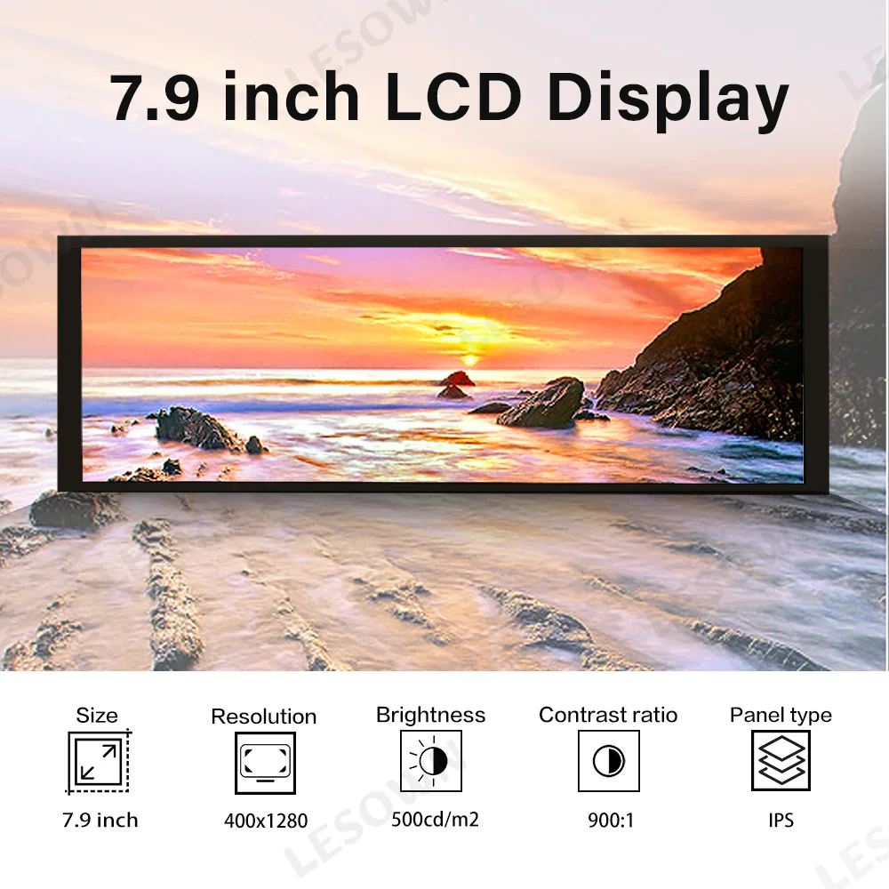Фото Визуальный модуль LESOWN Bar Aspect Ratio с быстрым подключением, 7,9-дюймовая матричная панель с контроллером MiniHDTV и кабелями №2