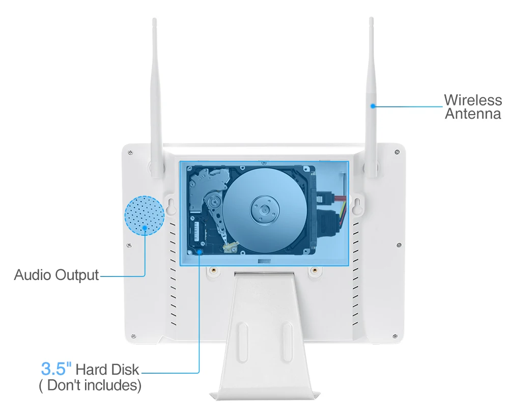 Цена Сетевой видеорегистратор MISECU, H.265 8 каналов 1080P 3 Мп, P2P NVR с ЖК-экраном 12 дюймов для камеры видеонаблюдения