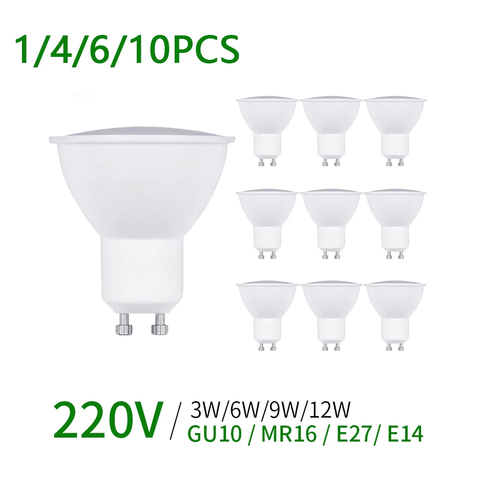 1/4/6/10 adet LED Spot GU10 GU5.3 MR16 E27 E14 220V Yüksek Lümen 3000K/4000K/6000K gu10 led Lamba Ev Dekorasyon Için Değiştirin