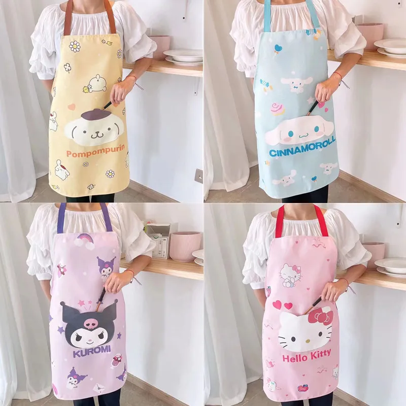 

Kawaii Sanriod Anime Series Cinnamoroll Kuromi My Melody Kitty Home Cleaning Large Apron Cute Thick Girl Heart Apron Kitchen