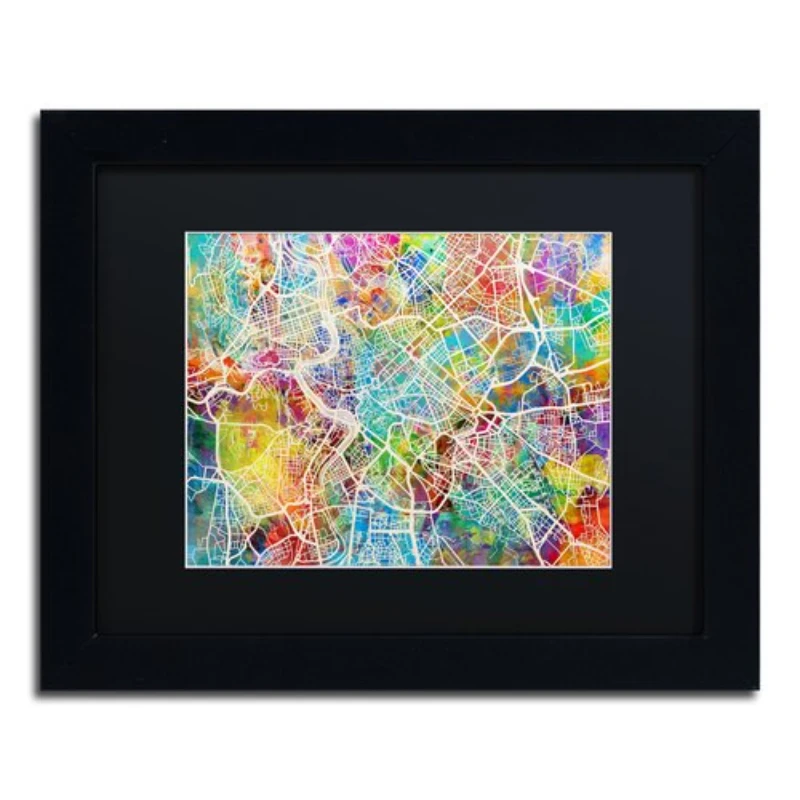 

"Rome Italy Street Map II" Canvas Art by Michael Tompsett Black Matte, Black Frame