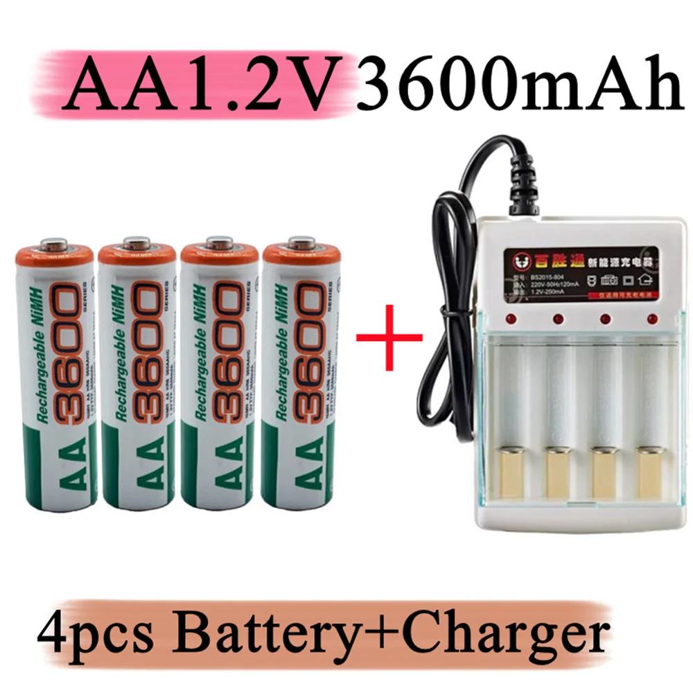 

New AA Battery 3600 MAH Rechargeable Battery 1.2V Nickel Hydrogen Is Suitable for Clock and Mouse with Charger