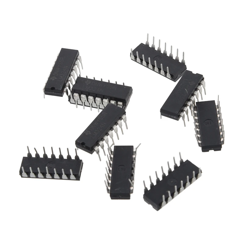 

10 X LM324N Low Power Quad DIP-14 Operational Amplifier.