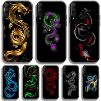 fashion dragon animal pattern phone case for huawei honor 9x 8x 7x pro for honor 10x lite case black back liquid silicon coque