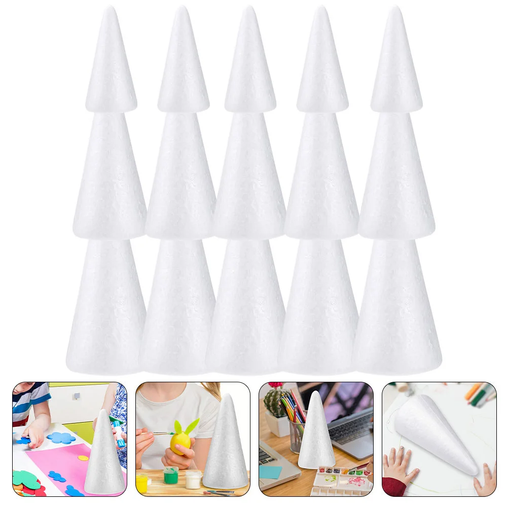 

15 Pcs Foam Cone Kids Decor Ornament Cones Craft Cake Kindergarten White Adornments Christmas Foams Decorative Child DIY