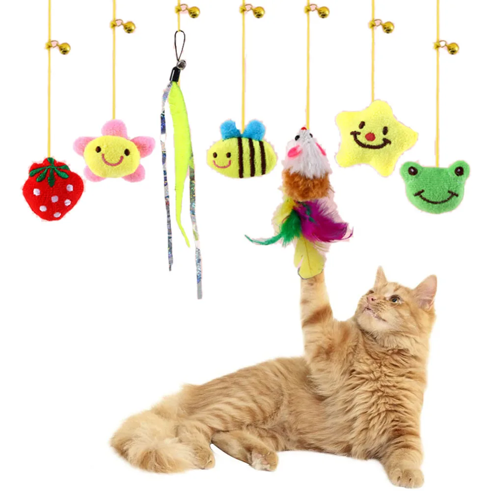 

Bouncing Insect Mouse Cat Toys Interactive Hanging Door Cat Scratch Rope Self-hey Retractable Kitten Stick Teaser and Exercise