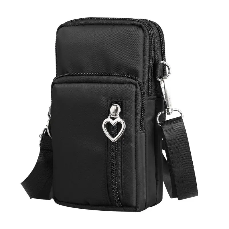 Nylon Waterproof Adjustable Crossbody Phone Purse Women Shoulder Bag with Credit Card Slots Strap Wristband Spo