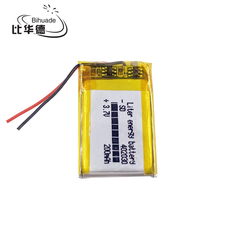 Bateria de Lítio Recarregável de Polímero Mp5 Gps Bluetooth Bateria 3.7v 200mah 402030 Mp3 Mp4