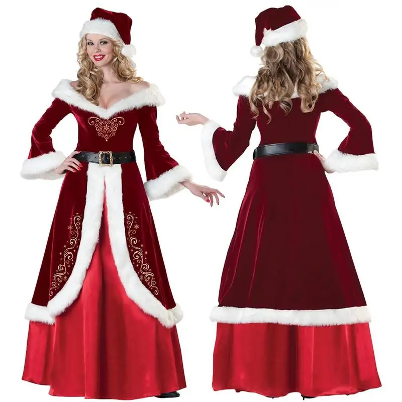 

Santa Claus Cape | Christmas Halloween Costume Cloak | Velvet Hooded Cape Red Robe Cosplay Props Clothes for Women Ladies