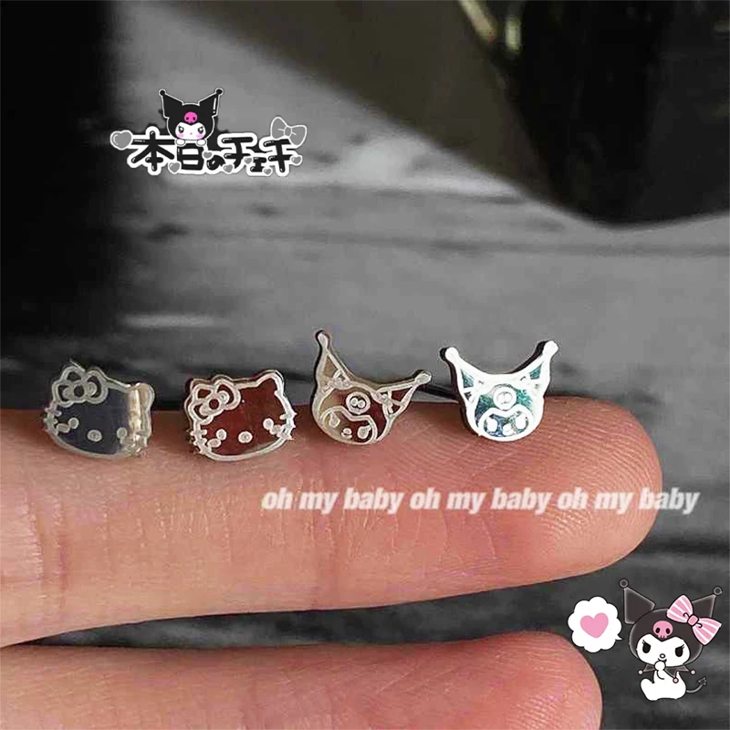 

Kawaii Sanrio Hello Kittys Y2K Kuromi серьги-гвоздики аниме милое сердце красота ювелирные изделия аксессуары украшения игрушки для девочек Подарки