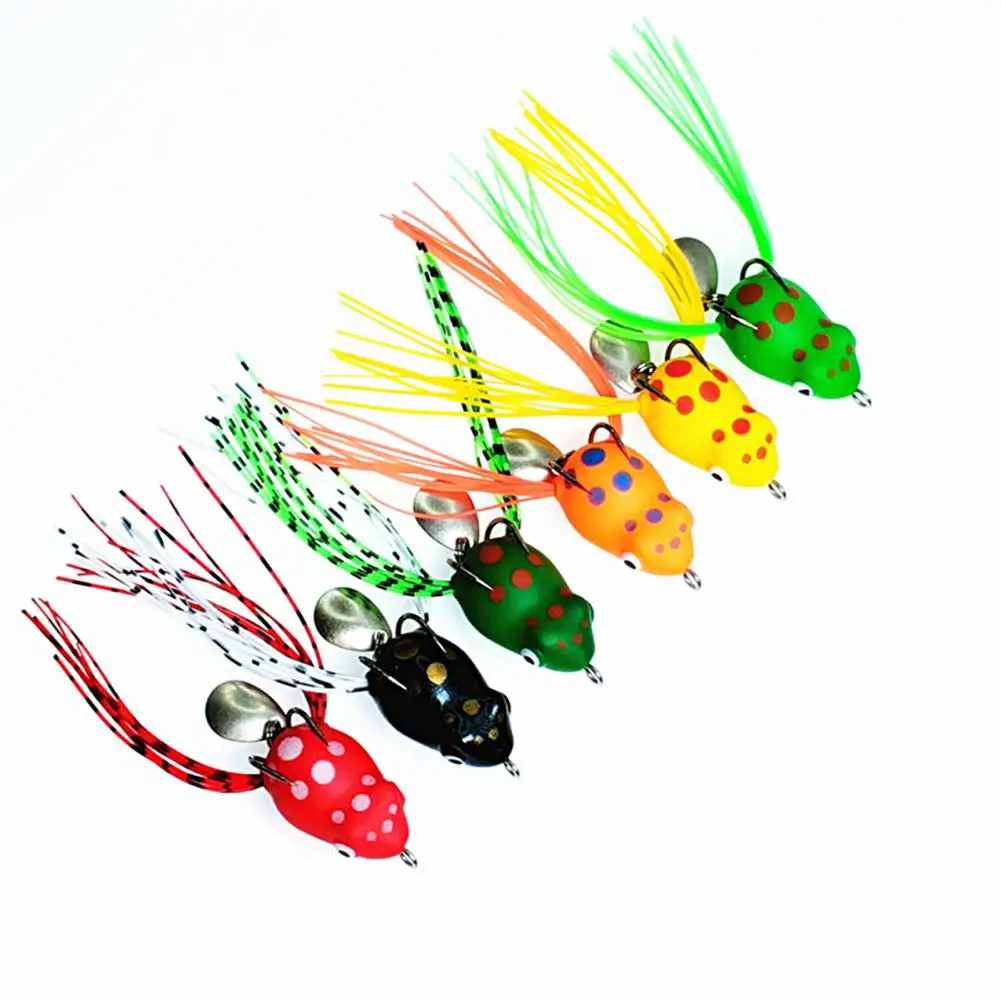 

Fishing Bait Compact Handmade with Tassels Snakehead Fishing Soft PVC Frog Bait Fishing Gear Artificial Lure Fake Lure