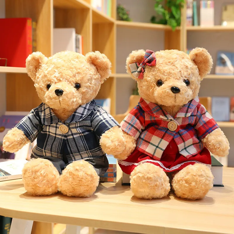 Hot 45cmLovely Couple Teddy Bear With Clothes Plush Toys Dolls Stuffed Toy Kids Children Girl Birthday Christmas Wedding Gift new children teddy bear plush toys stuffed kids xsmas gift soft big dolls pillow