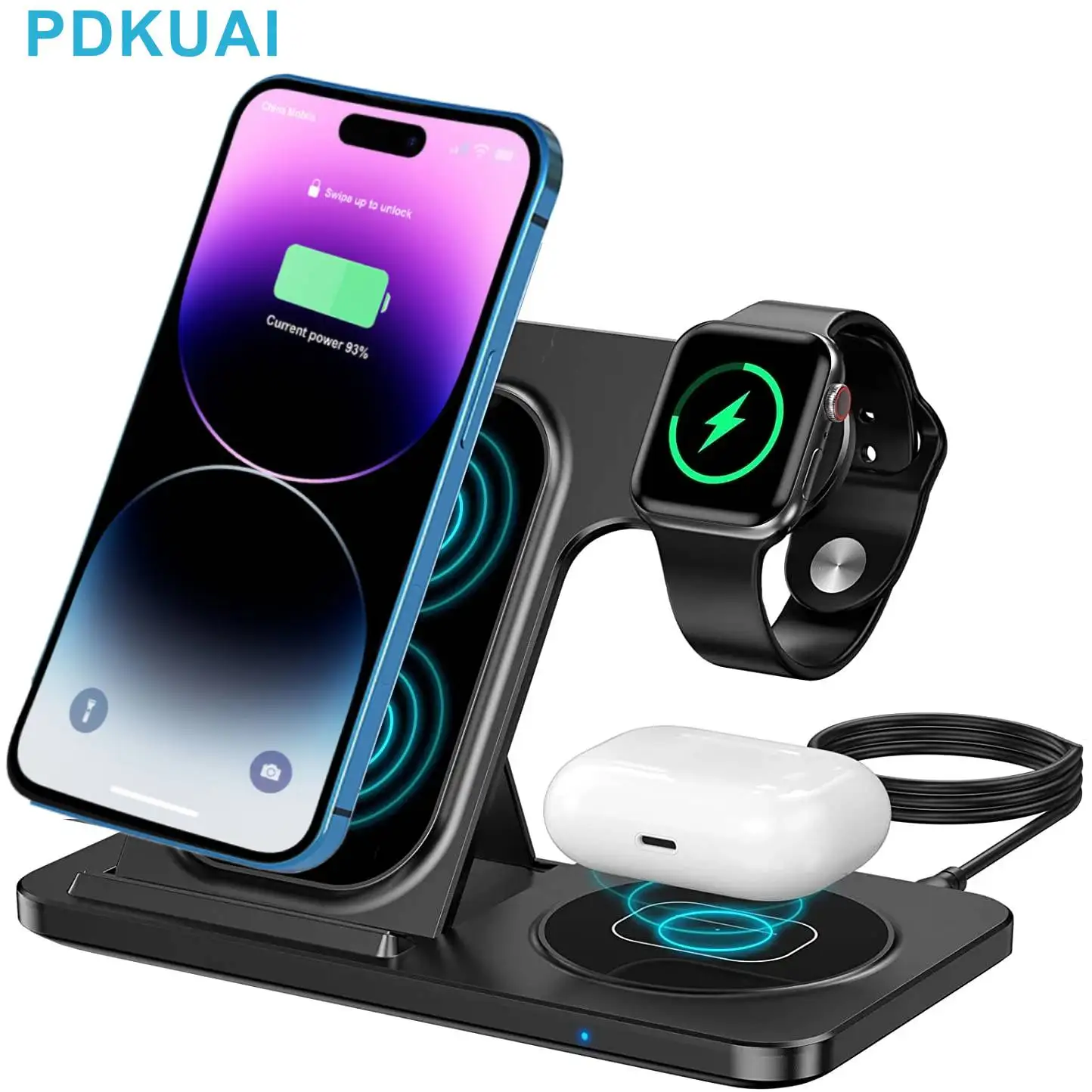 

3 in 1 20W Wireless Chargers Stand For iPhone 14 13 12 11 XS XR X 8 Fast Charging Dock Station For iWatch 8 Airpods Pro Charger