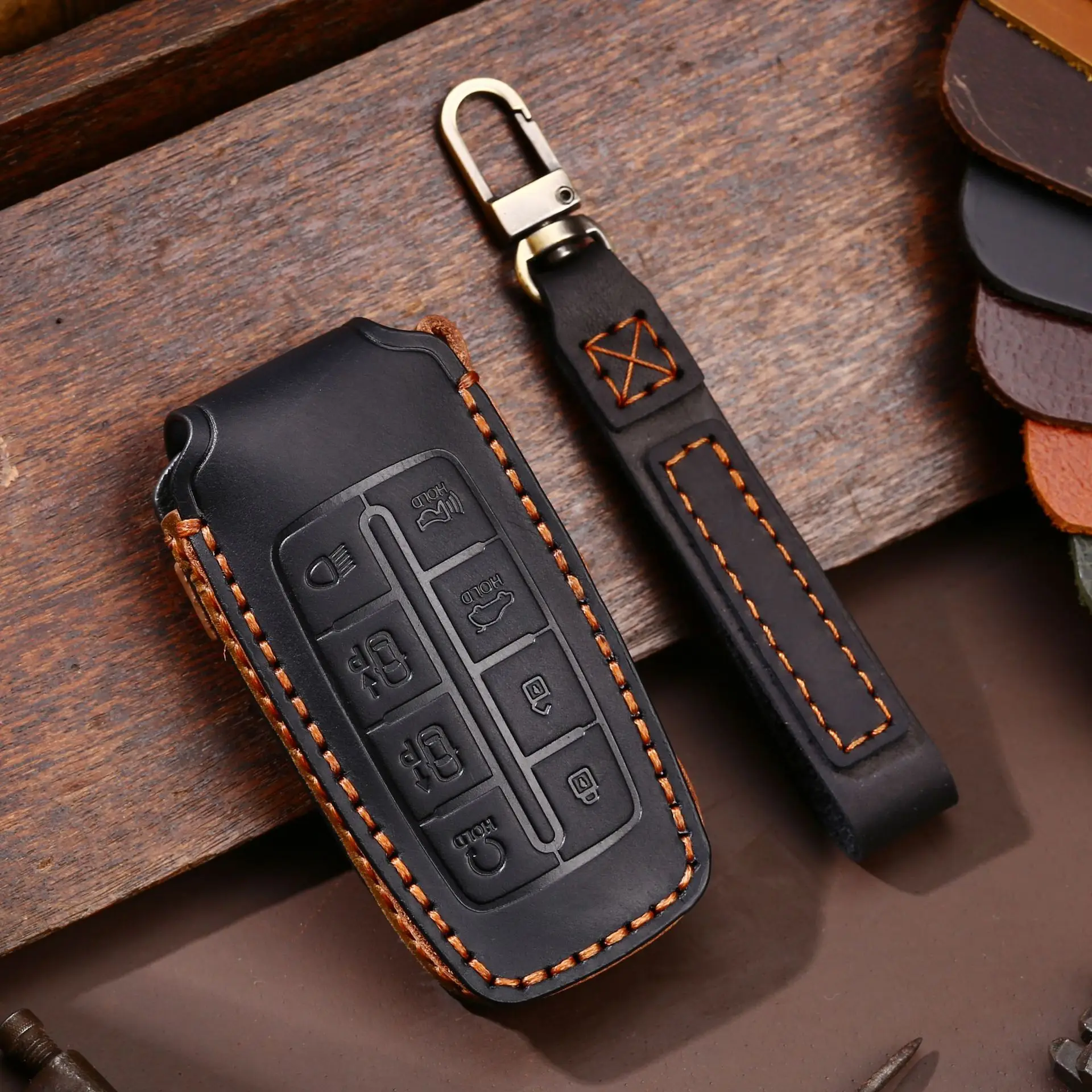 

Remote Control Protector Cover Crazy Horse Leather Car Key Case Cover Shell for Hyundai genesis 4 buttons case