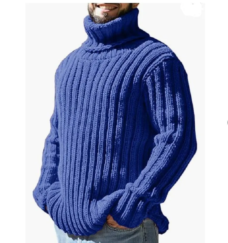 

2023 New Sweater Solid Color Turtleneck Slim Men Thickened Sweaters 5102
