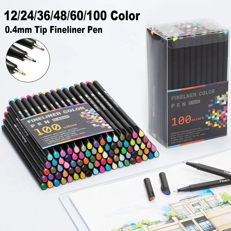 Professional 12/24/36/48/60/100 Color Set 0.4mm Micro Tip Fi