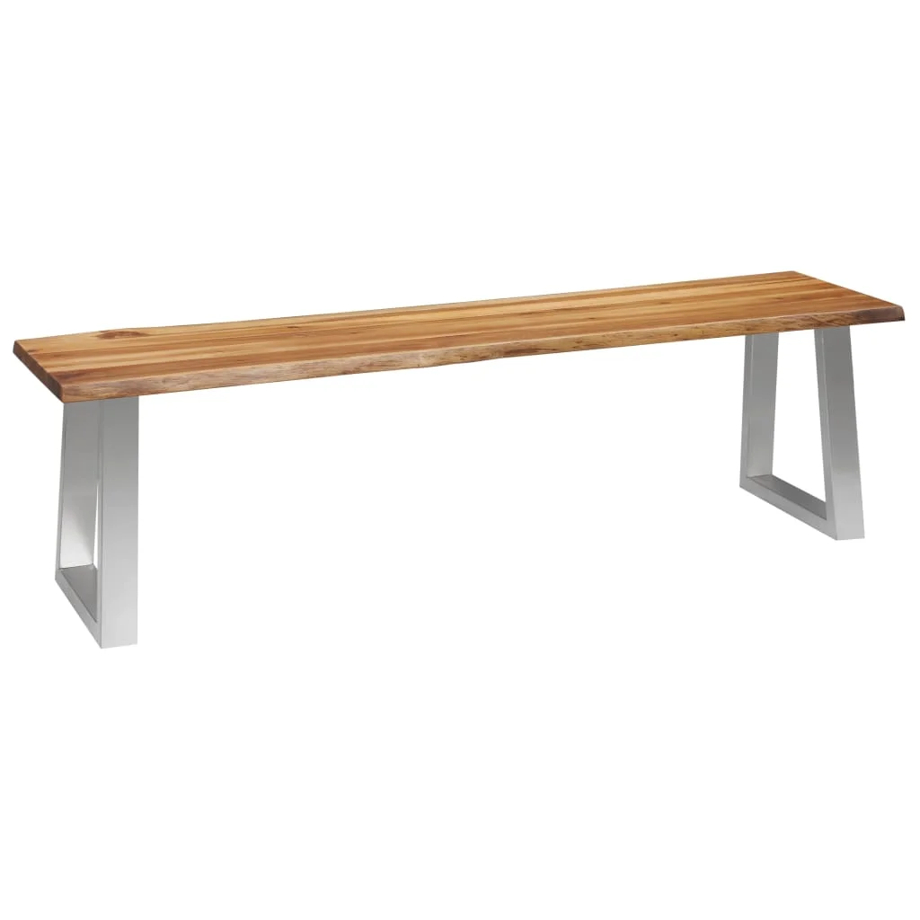 

Wooden Garden Outdoor Patio Bench Outside Deck Benches Seating Furniture 160 cm Solid Acacia Wood and Stainless Steel