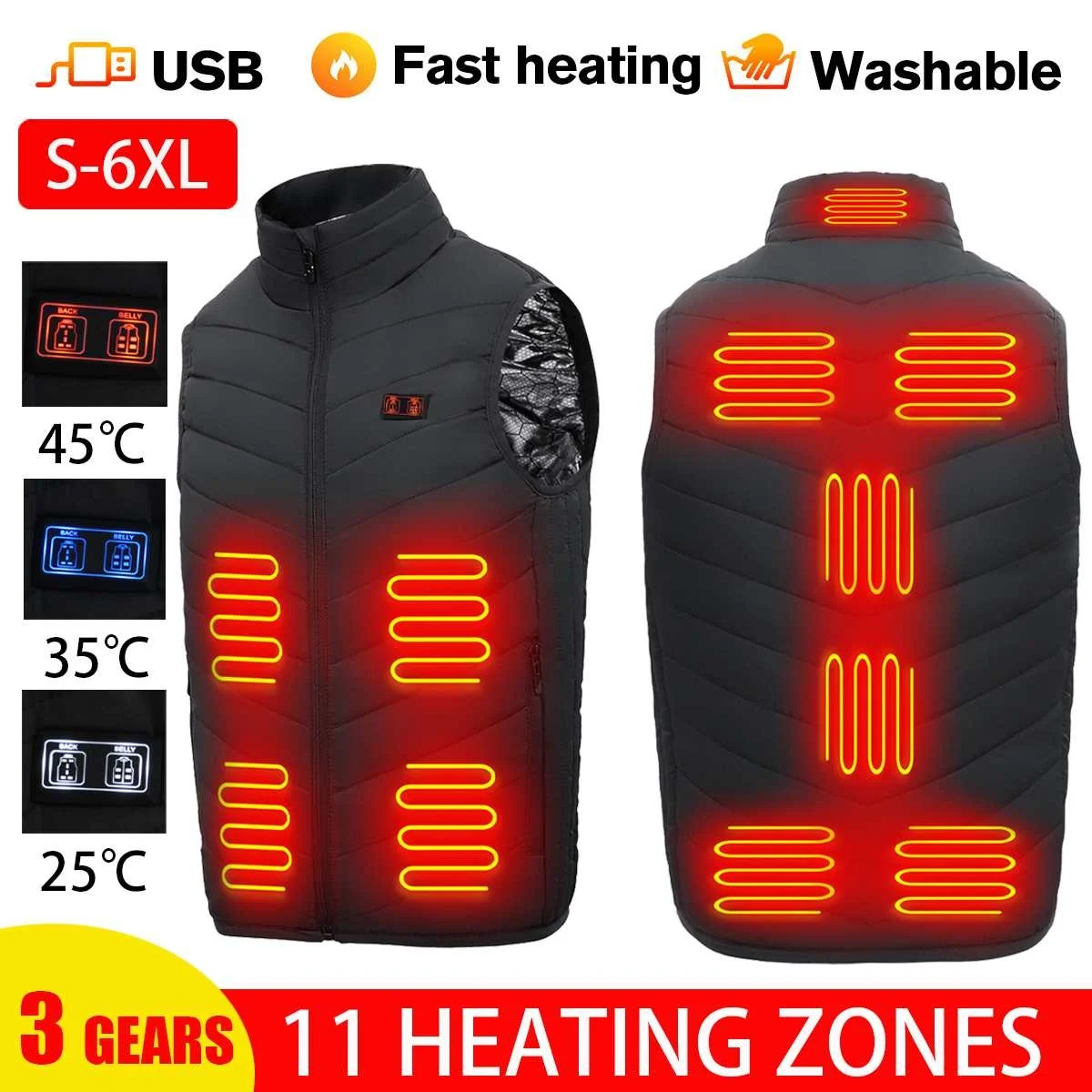 

New Winter 11 Areas Heated Camouflage Vest Men Keep warm Vest USB Electric Heating Jacket Thermal Waistcoat Hunting Outdoor Vest