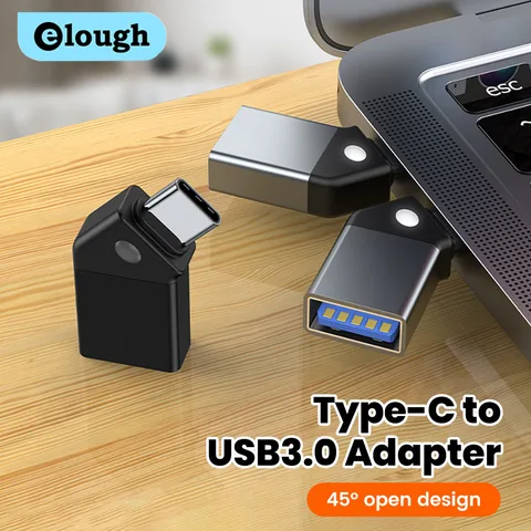 Elough 45th °   Адаптер с наклонным углом типа C «папа» на USB 3.0, разъем USB «мама» на разъем USB C для iPhone 15 16 Xiaomi Huawei