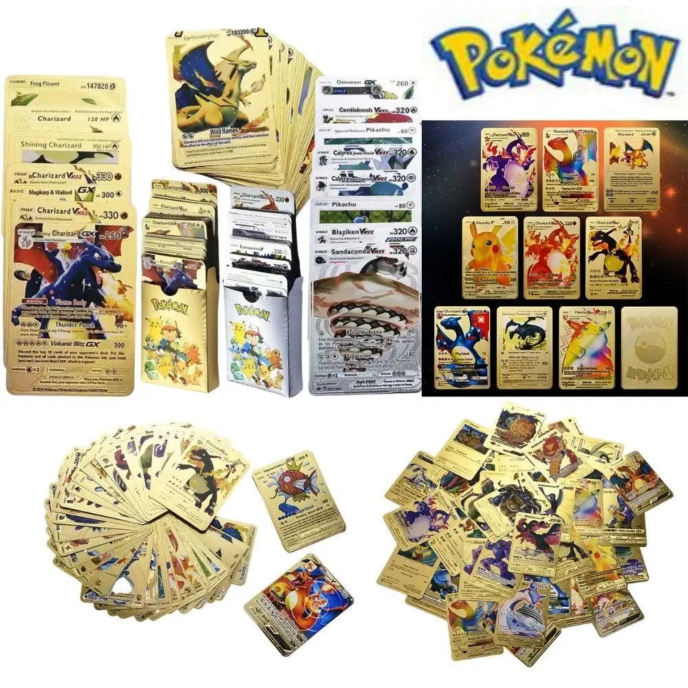 

2022, 27-54, карты Pokemon, металлическая карта, V-образная карта, карта памяти Vmax, детская Фотокарта, рождественский подарок
