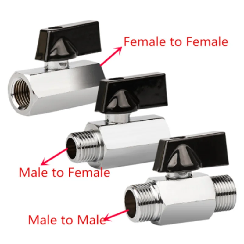 

1/8" 1/4" 3/8" 1/2" Threaded Mini Brass Ball Valve BSP Male To Female F-F M-M Air Compressor Valves Water Gas Oil Shut Off Valve