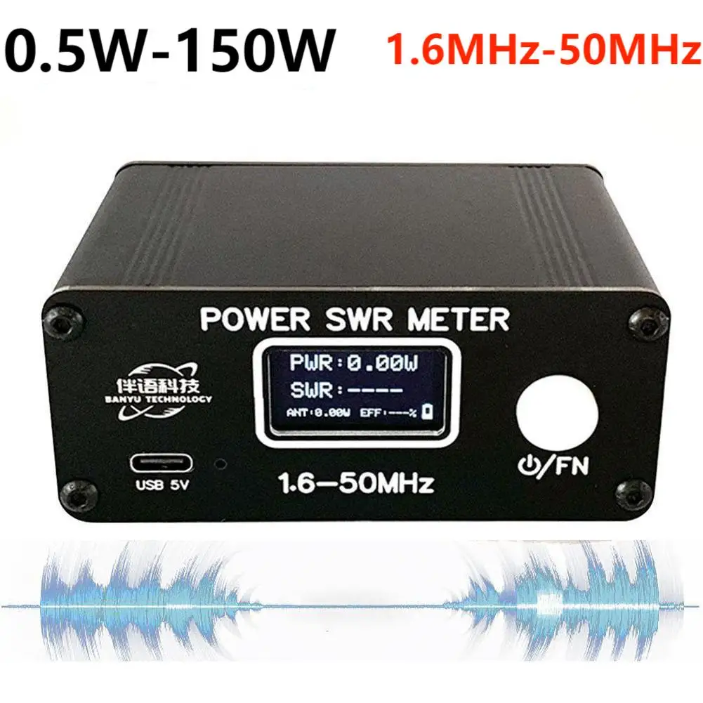 

1.6MHz-50MHz Mini Power Standing Wave Meter 0.5W-150W Digital Display High Frequency SWR Meter Accuracy HF Shortwave Power Meter