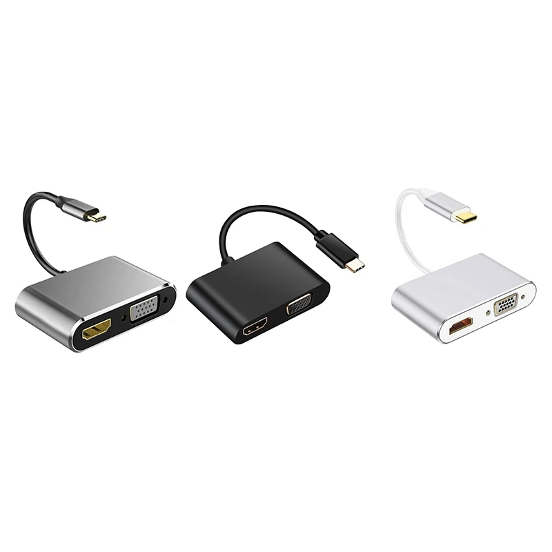 

Адаптер USB C-Hdmi Vga, адаптер видеоконвертера 4 в 1 типа C-Vga Hdmi, адаптер быстрой зарядки для Ipad Pro/