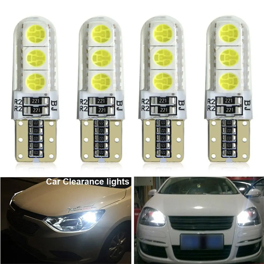 

4 шт., силиконовые светодиодные лампы T10 W5W 5050