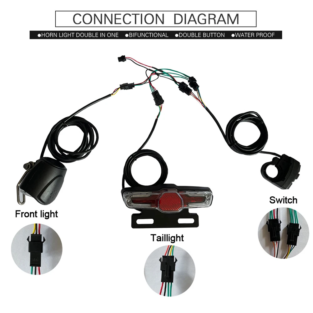 

Headlight Kits Ebike Headlight Kits For E-bike Retrofit 36/48V 4 Pins 70G ABS PC+ABS 12V-80 1600mm High Quality