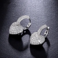 gorgeous heart hoop silver color earring for women 2021 luxury glass filledia densely paved studs earrings fashion jewelry