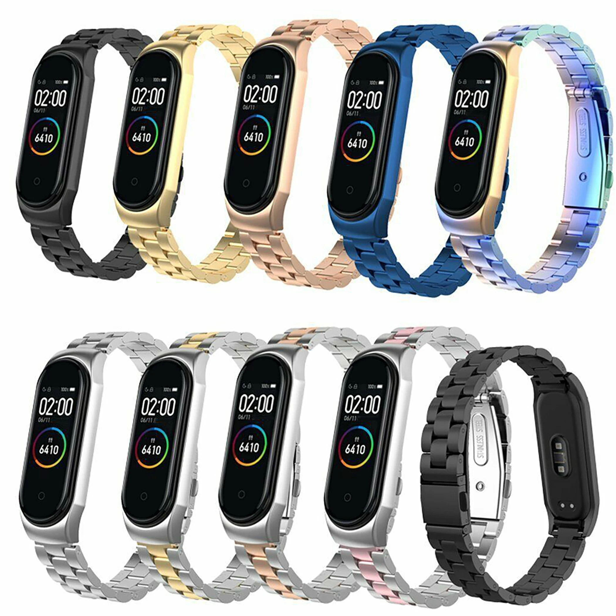 

Stainless Steel Metal Watch Strap for Xiaomi Mi Band 7 Smart Band Men Women Replacement Wristband Compatible with Mi Band 6/5/4