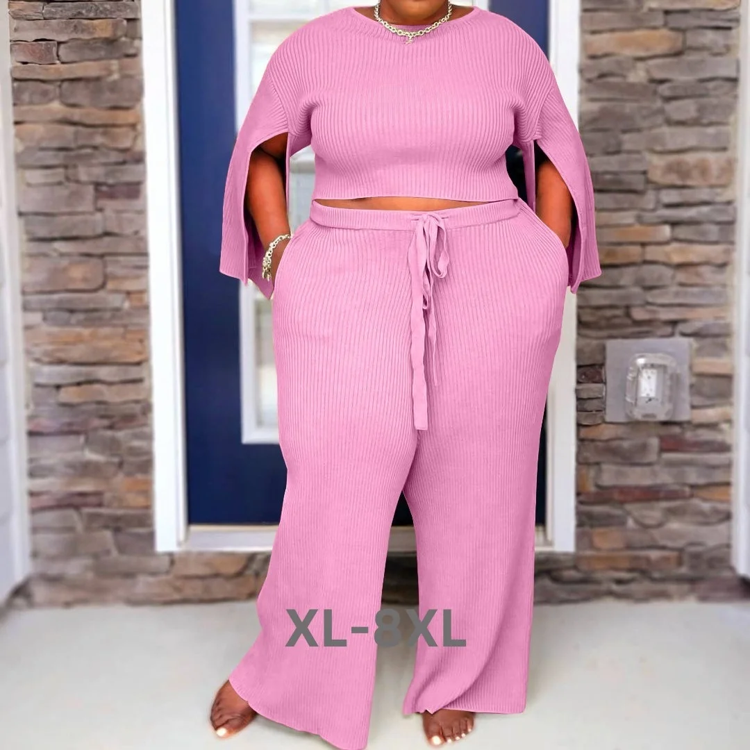 Plus Size Fall Set Women Clothing Summer Fashion Casual Half Sleeve Top and Pants Two Piece Set Wholesale 3xl 4xl 5xl 6xl