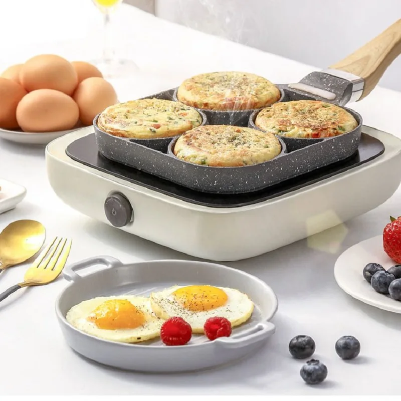 

Household Mini Fried Egg Pan Non-Stick Pan Burger Egg Dumpling Pot Mold Four-Hole Fried Egg Artifact Kitchen Cookware