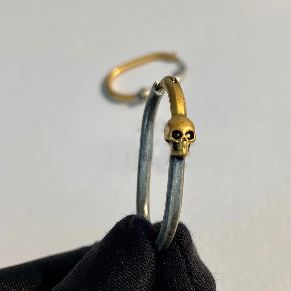 

2021 Brand Luxury Vintage Gold Silver Color Skull Dangle Earrings Fashion Punk Jewelry For Women Asymmetry Design Bijoux