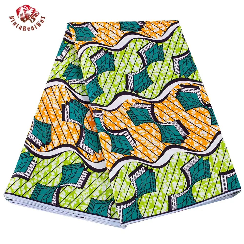

Bintarealwax 100% Cotton African Fabric 2022 Ankara Dresses Sewing Material Nigerian 6 Yards/Lot Batik Fabrics PL413